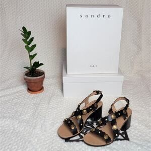 NIB Sandro Susie Gladiator Sandals in Black, Sz 38 / US 7